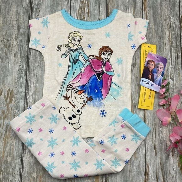 Disney Princess Snug Fit Pajamas Long & Short Sleeve 2, 2-Piece Sets Size 12M - Picture 5 of 14